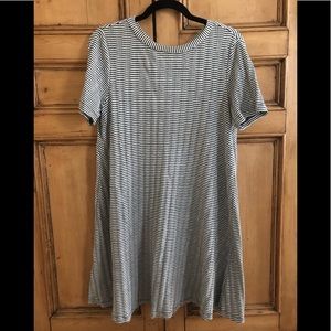 LOFT Black & White Striped Skater Dress, Sz S